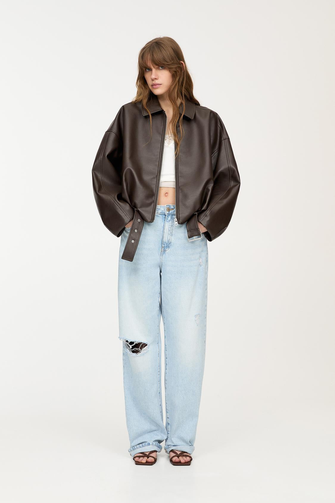 Veste en Cuir Celeste