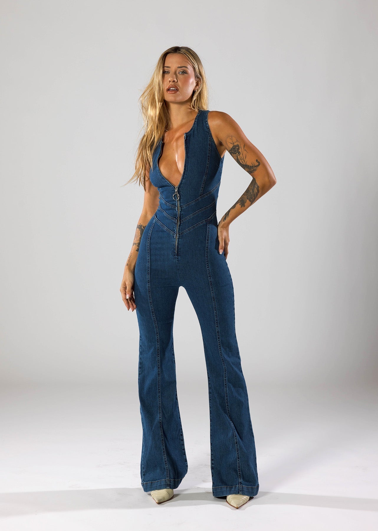 Miu | Combinaison en Jean avec Découpe en Forme de Cœur