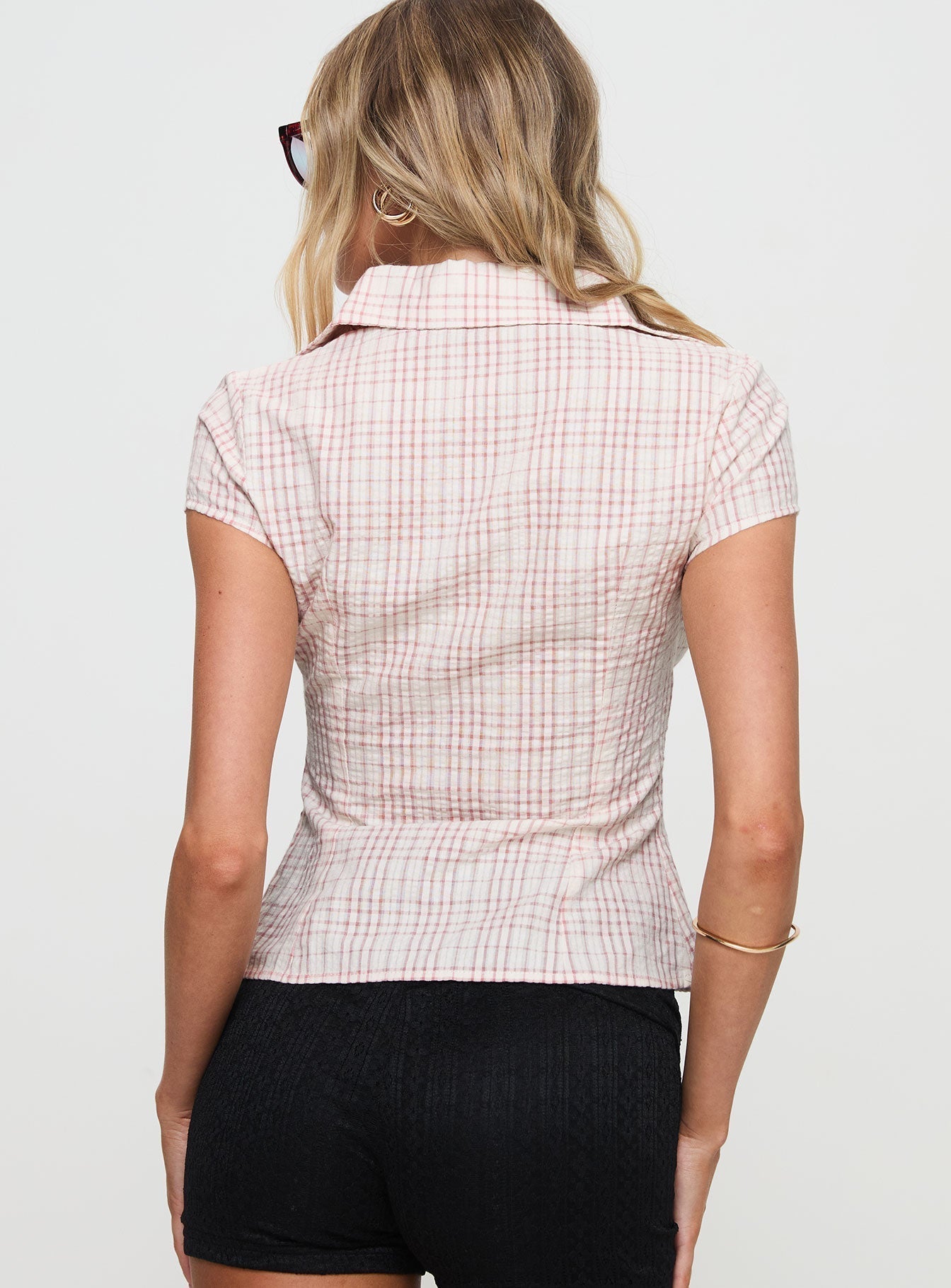 CHLOÉ | TOP À CARREAUX ROSES
