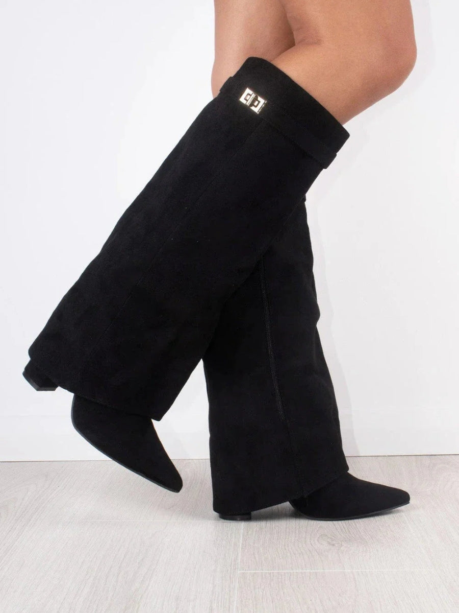 Noir Luxe - Bottes Vegans Hautes en Suède