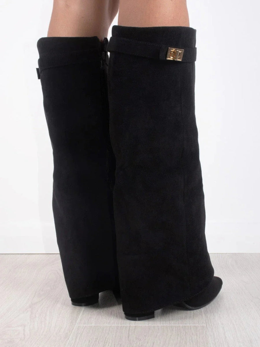 Noir Luxe - Bottes Vegans Hautes en Suède