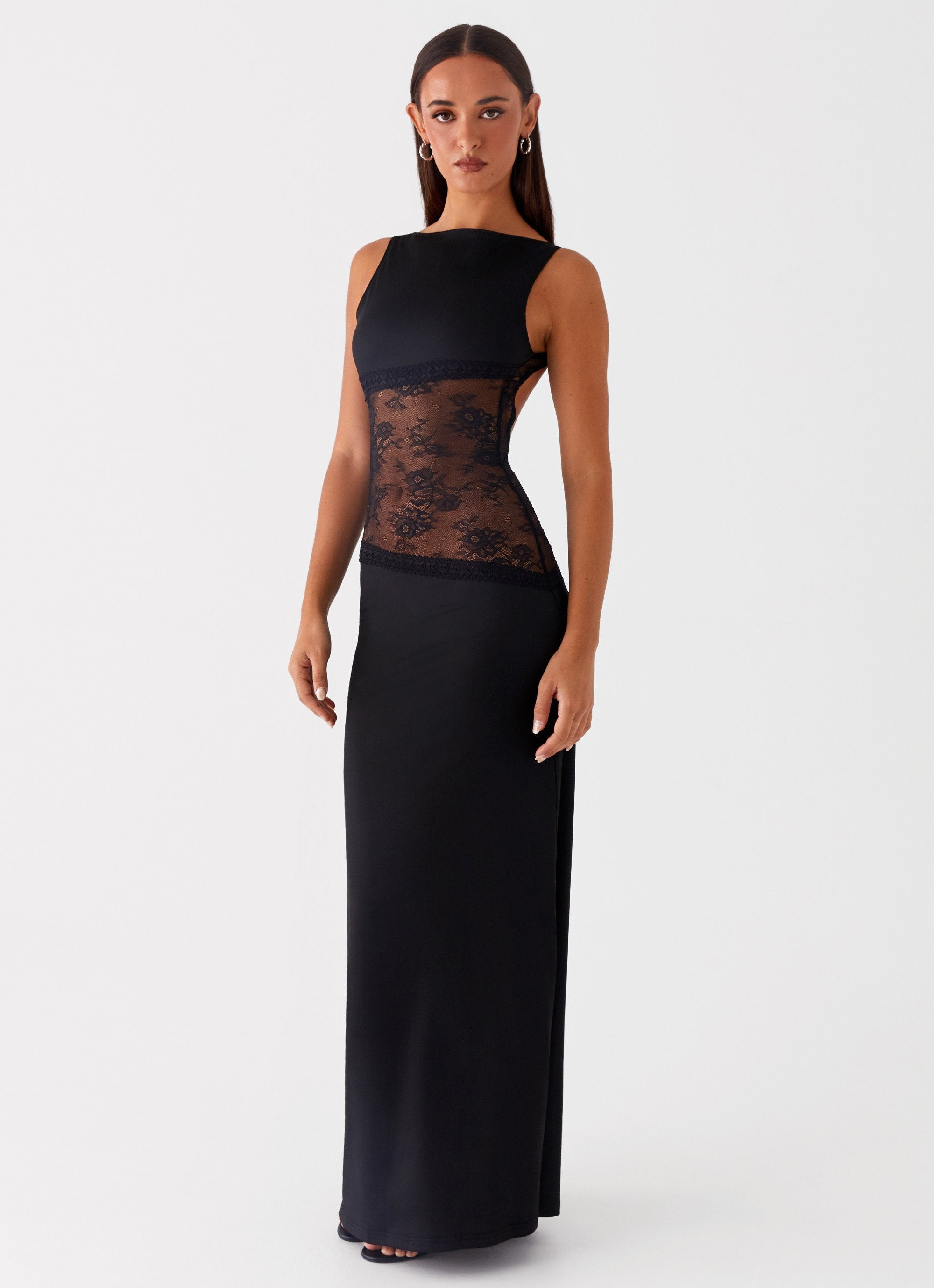 Noelia | Robe Maxi Élégante avec Dos Nu et Détails en Dentelle