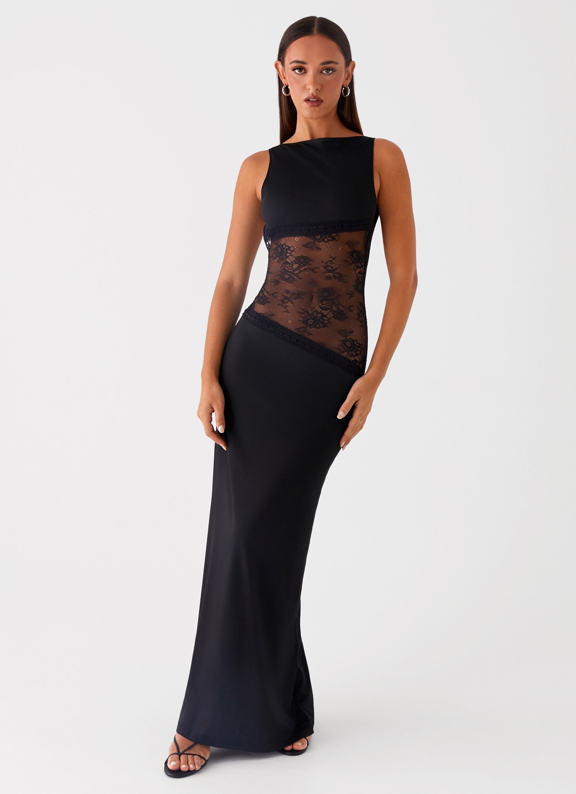 Noelia | Robe Maxi Élégante avec Dos Nu et Détails en Dentelle