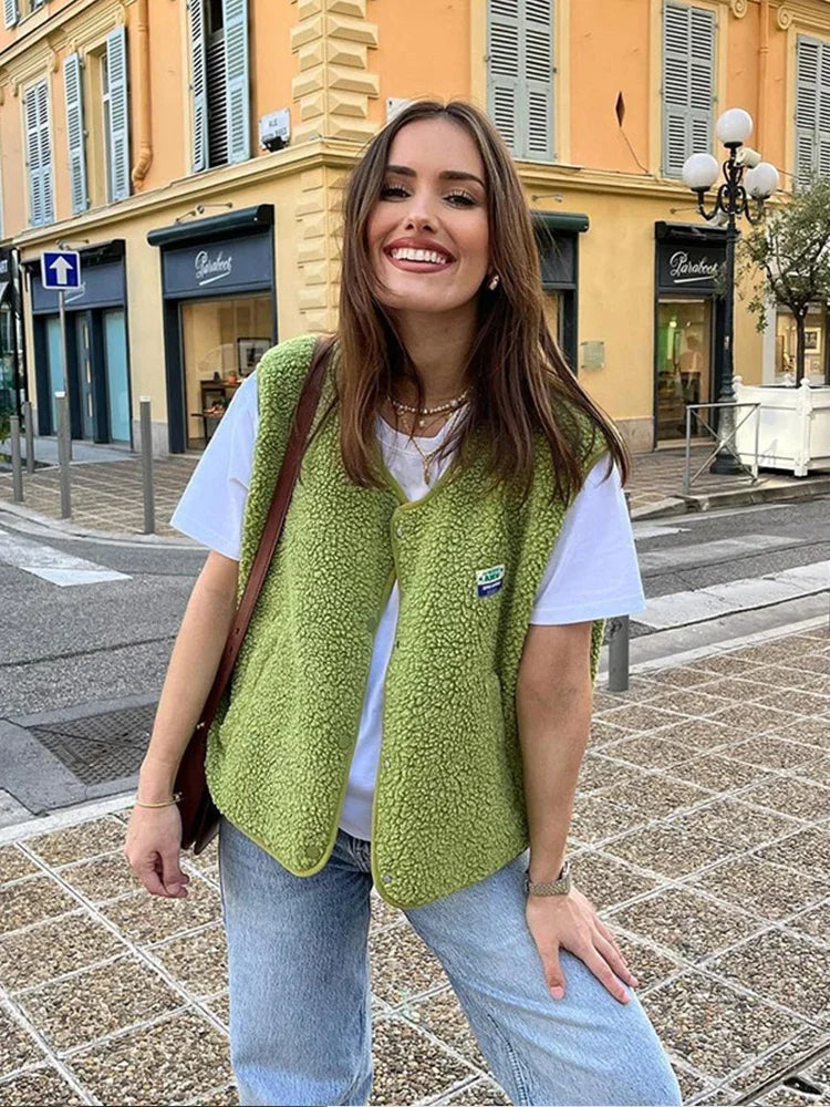 Ovelia | Gilet en Laine Tendance pour Femmes avec Boutons