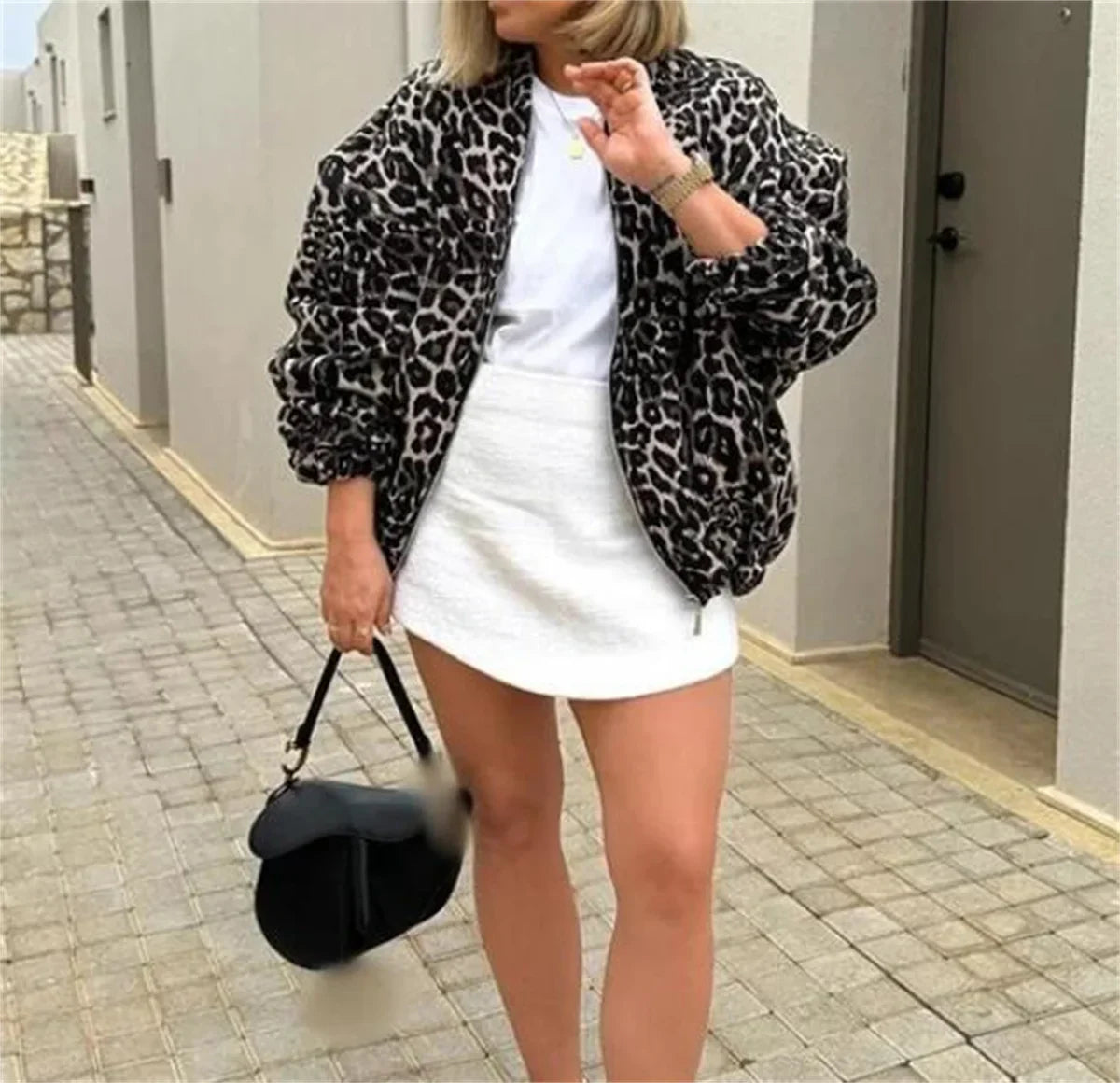 Leo | Veste Bomber avec Imprimé Léopard