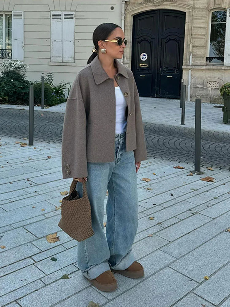 Hélené | Veste Oversized Femme en Mélange de Laine – Classique & Chaud