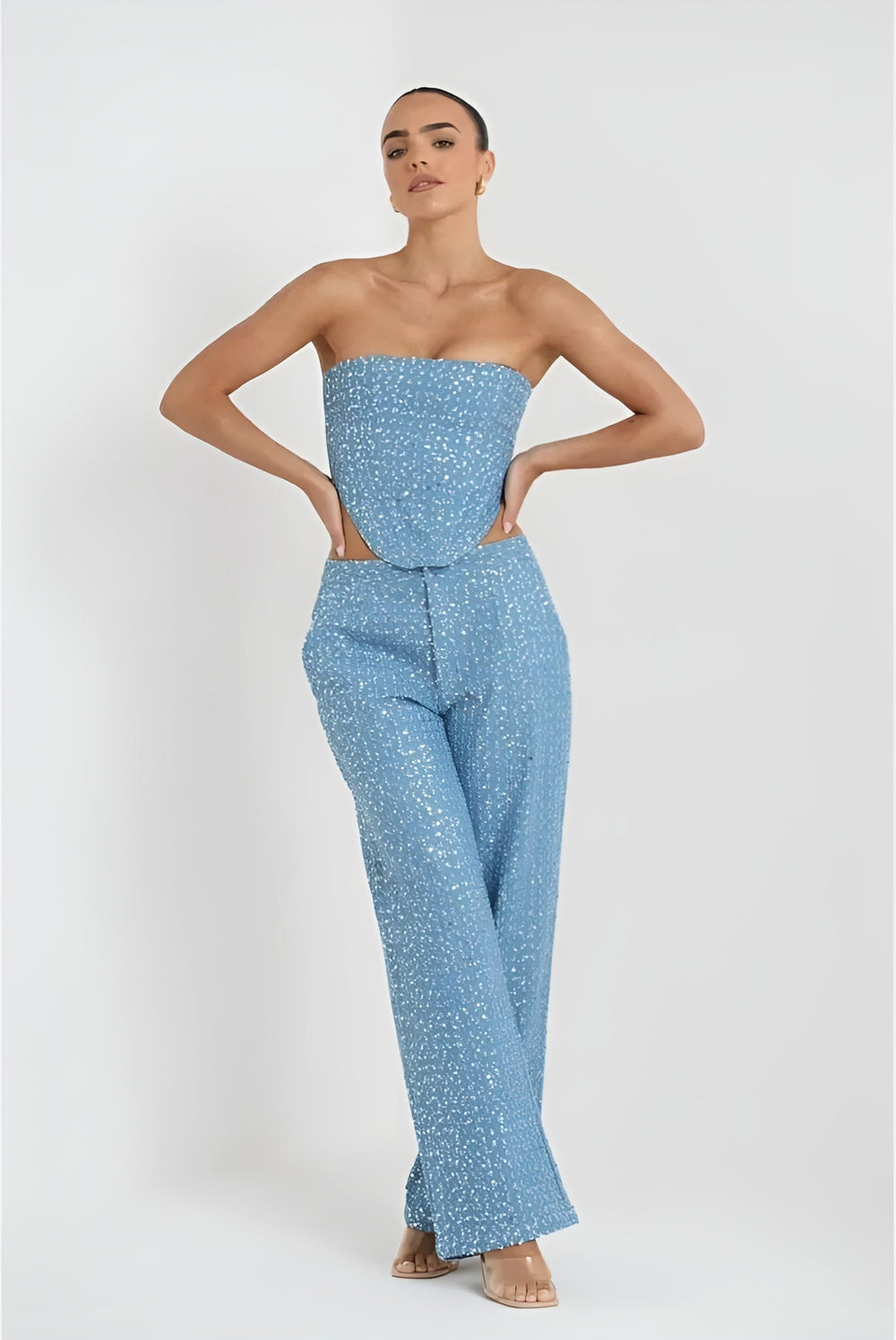 Ensemble Bandeau Pailleté Bleu pour Femmes