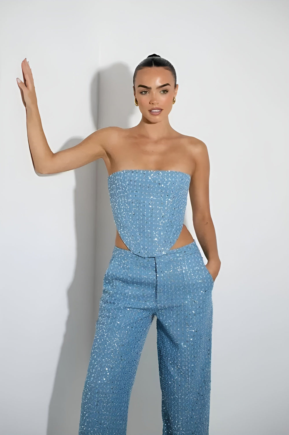 Ensemble Bandeau Pailleté Bleu pour Femmes