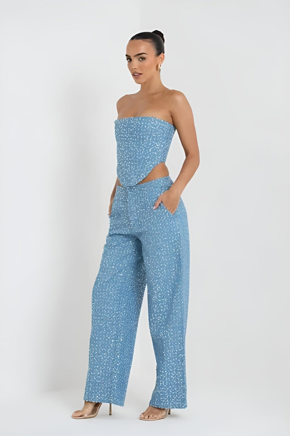 Ensemble Bandeau Pailleté Bleu pour Femmes