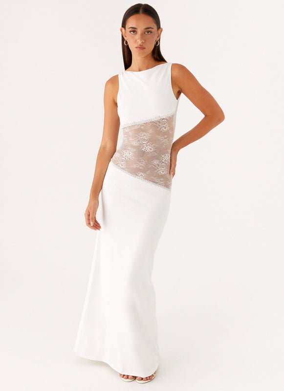 Noelia | Robe Maxi Élégante avec Dos Nu et Détails en Dentelle