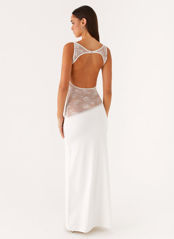 Noelia | Robe Maxi Élégante avec Dos Nu et Détails en Dentelle