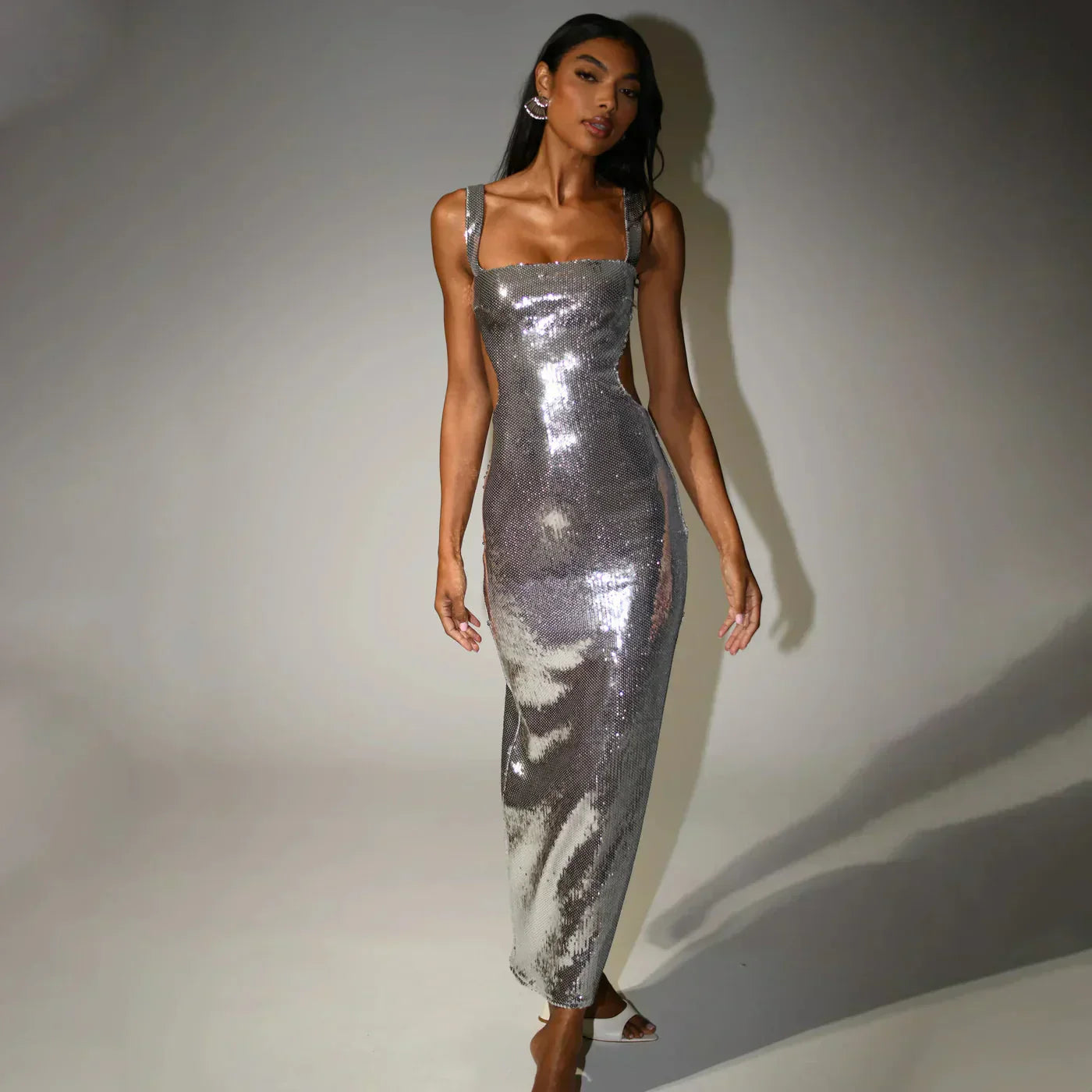 ROBE MAXI IRIS - ARGENT