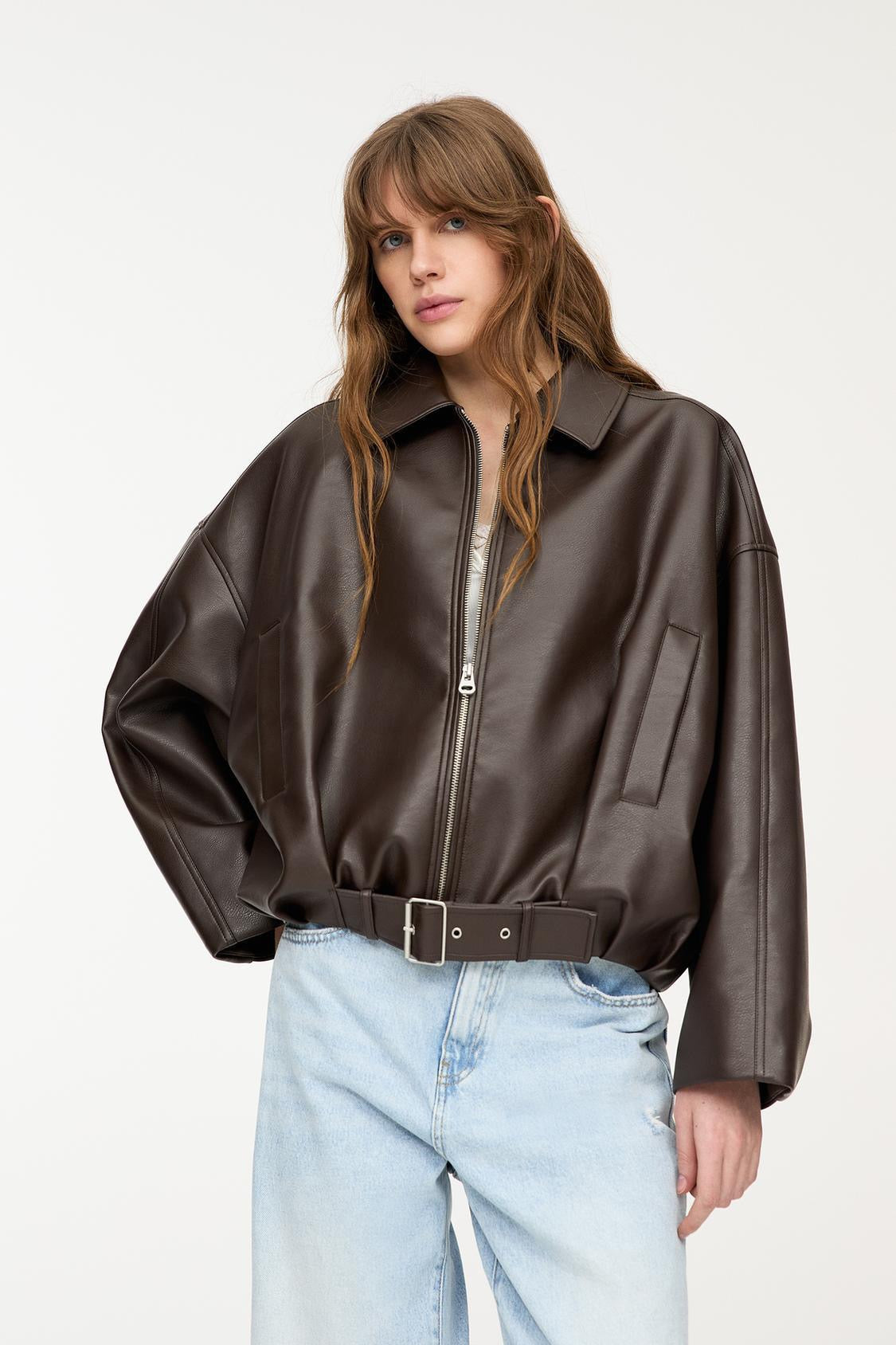 Veste en Cuir Celeste
