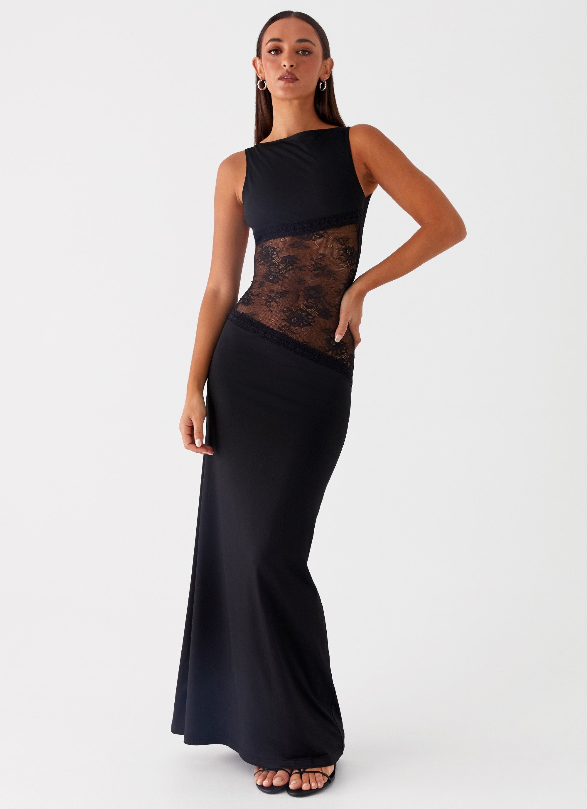 Noelia | Robe Maxi Élégante avec Dos Nu et Détails en Dentelle