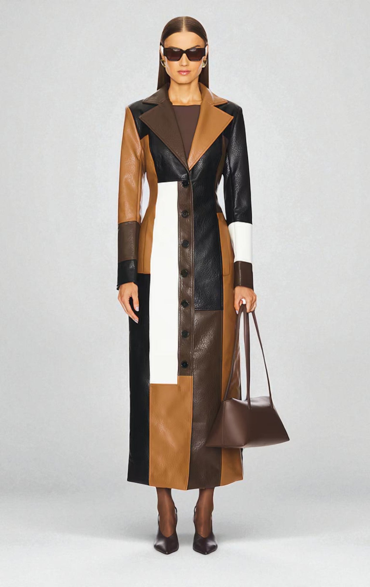 Manteau en Cuir Mosaïque Rosaline