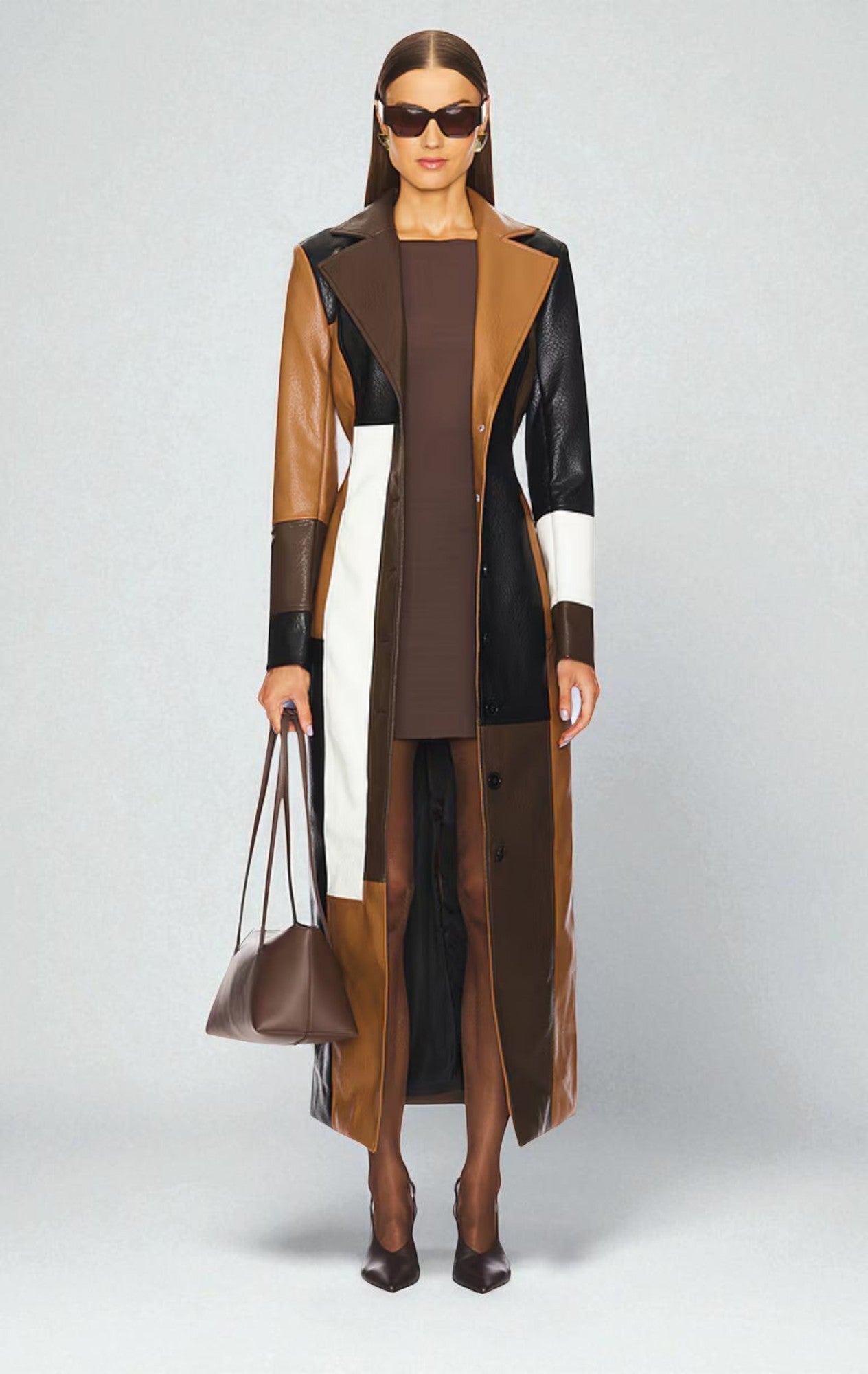 Manteau en Cuir Mosaïque Rosaline