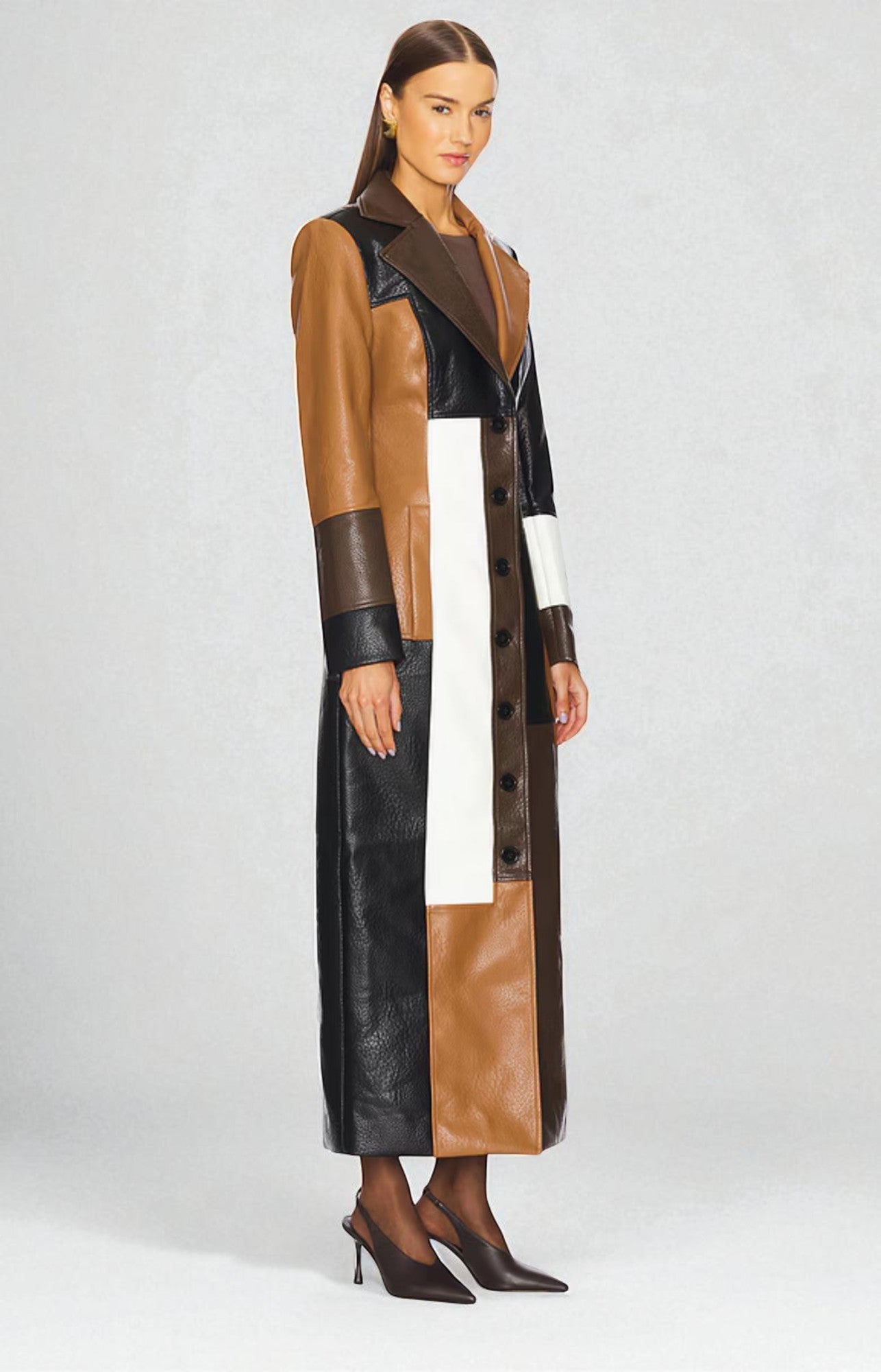 Manteau en Cuir Mosaïque Rosaline