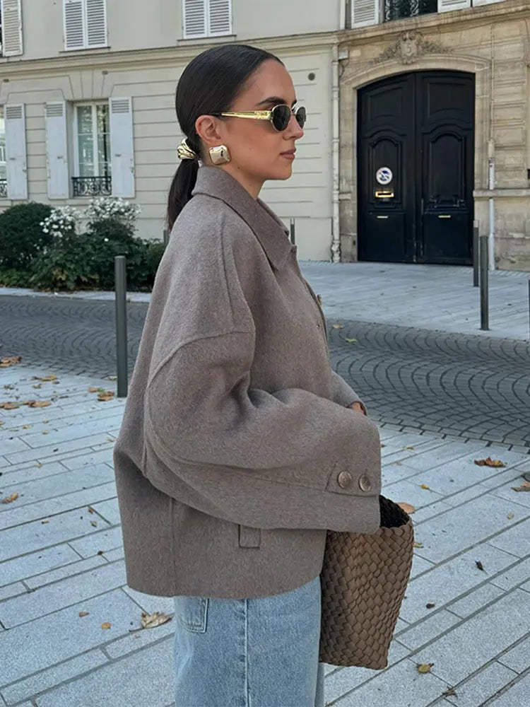Hélené | Veste Oversized Femme en Mélange de Laine – Classique & Chaud