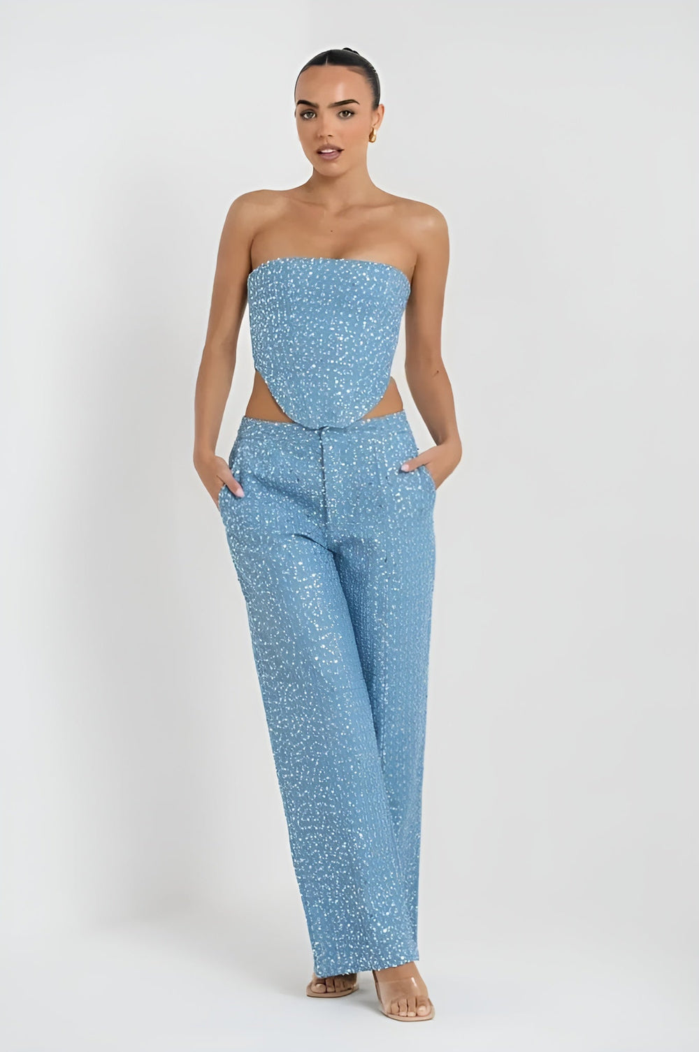 Ensemble Bandeau Pailleté Bleu pour Femmes