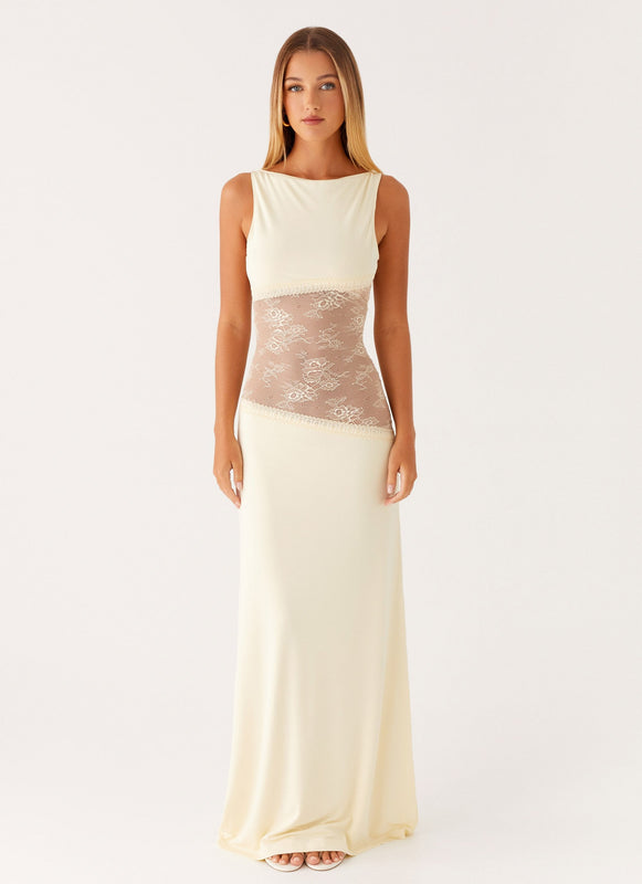 Noelia | Robe Maxi Élégante avec Dos Nu et Détails en Dentelle