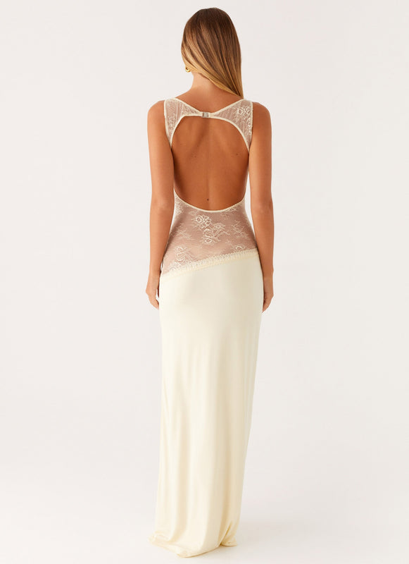 Noelia | Robe Maxi Élégante avec Dos Nu et Détails en Dentelle