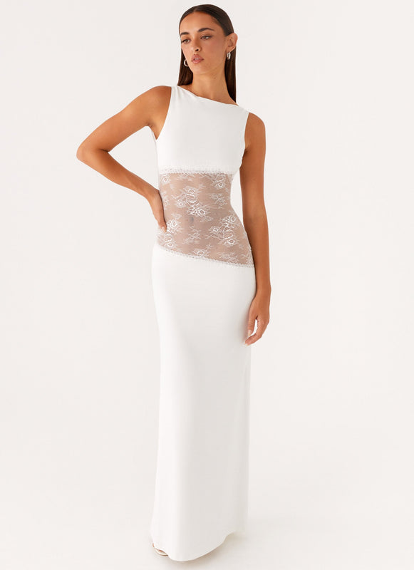 Noelia | Robe Maxi Élégante avec Dos Nu et Détails en Dentelle