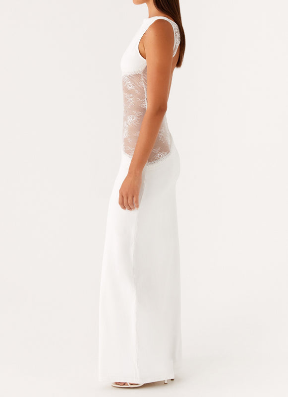 Noelia | Robe Maxi Élégante avec Dos Nu et Détails en Dentelle