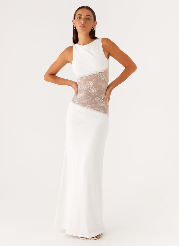 Noelia | Robe Maxi Élégante avec Dos Nu et Détails en Dentelle